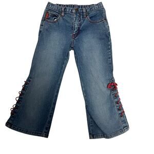 Vintage Y2K Mudd Girls Lace Up Flare Leg Jeans Size 4